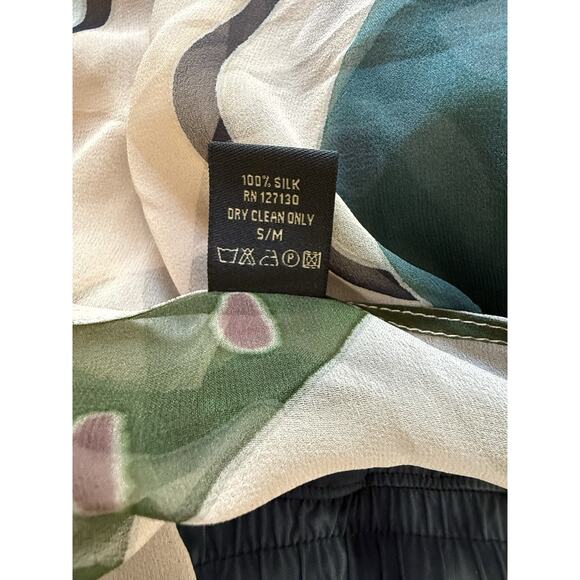 Cocoon House Womens S/M Sheer 100% Silk Bell Sleeve Sharkbite Blouse Art To Wear - Picture 8 of 8